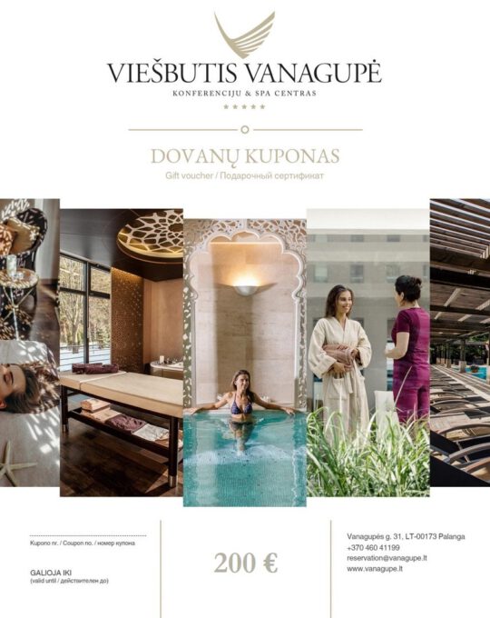 200 eur vertės spa dovanų kuponas